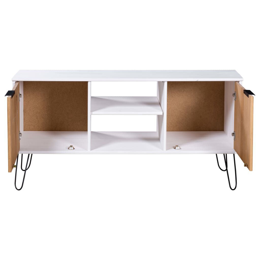 vidaXL TV Cabinet New York White and Light Wood Solid Pine Wood
