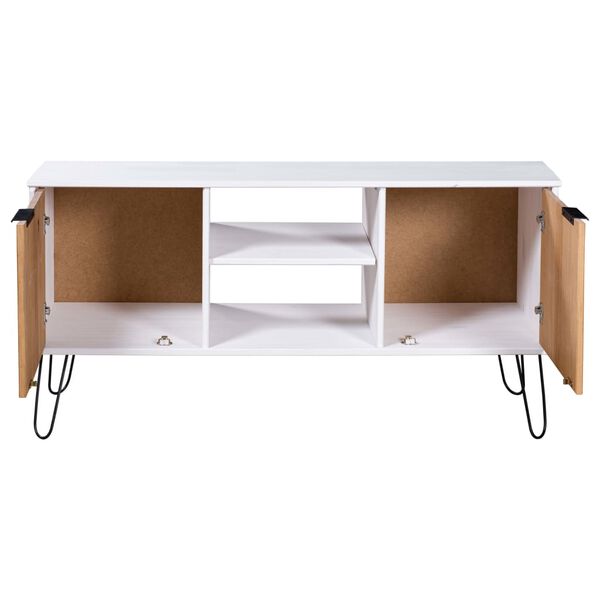 vidaXL TV Cabinet New York White and Light Wood Solid Pine Wood