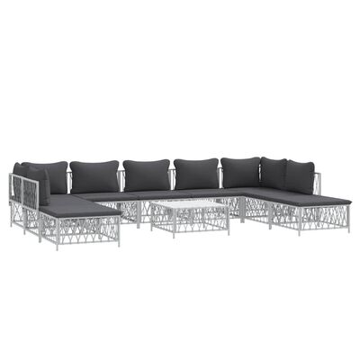 vidaXL 10 Piece Garden Lounge Set with Cushions White Steel