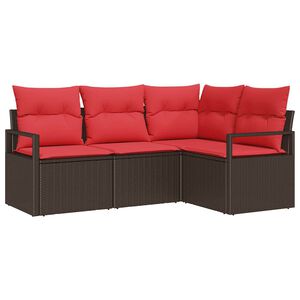 vidaXL Sofa Set 4 pcs Brown Poly Rattan