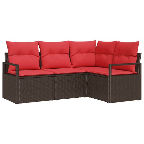 vidaXL Sofa Set 4 pcs Brown Poly Rattan