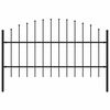 vidaXL Garden Fence with Spear Top Steel 170x100 cm Black