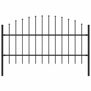 vidaXL Garden Fence with Spear Top Steel 170x100 cm Black