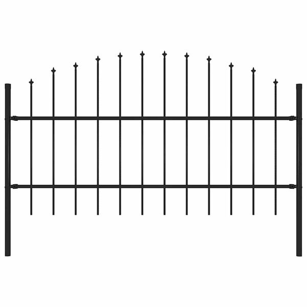 vidaXL Garden Fence with Spear Top Steel 170x100 cm Black