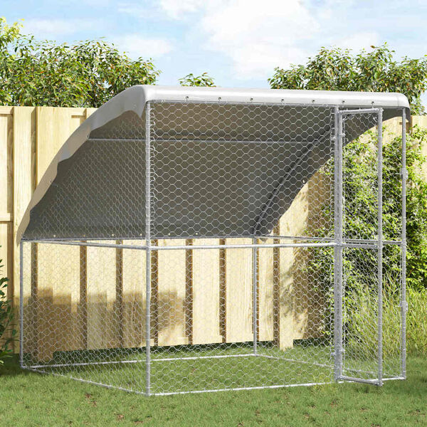 vidaXL Dog Kennel with Storage Silver 2 x 2 x 2 m Steel