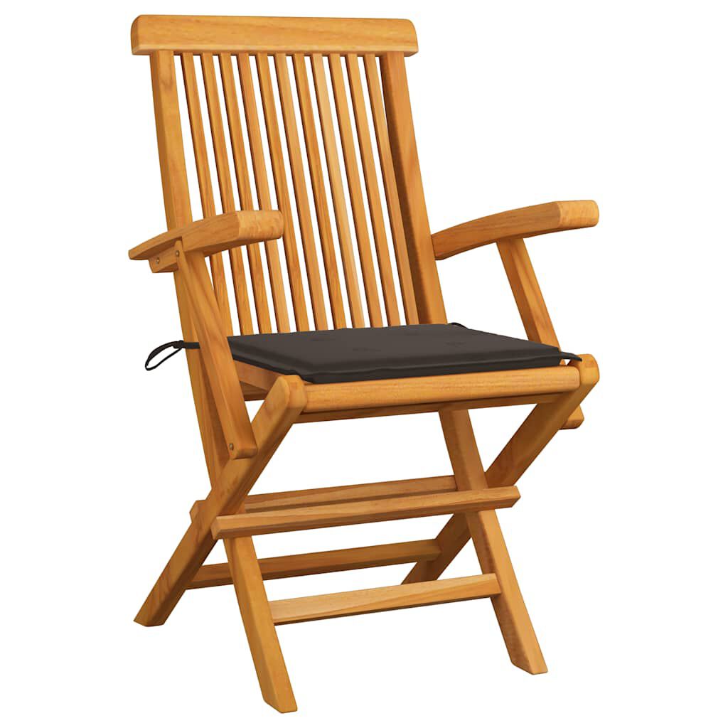 vidaXL Garden Chairs with Taupe Cushions 2 pcs Solid Teak Wood