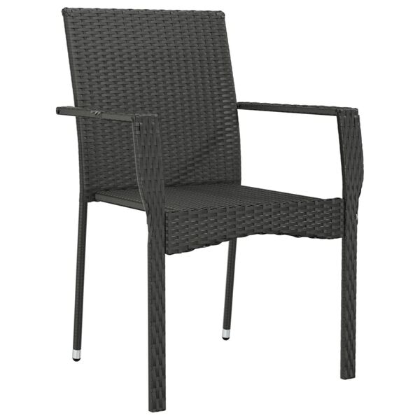 vidaXL Garden Chairs with Cushions 4 pcs Poly Rattan Black