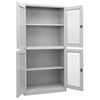 vidaXL Office Cabinet Light Grey 90x40x180 cm Steel and Tempered Glass
