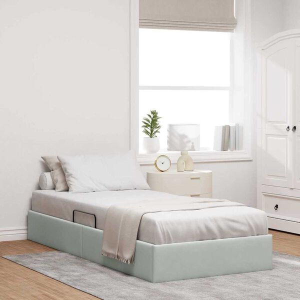 vidaXL Storage Bed with Mattress Light Grey 100 x 190 cm Velvet