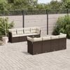 vidaXL 9 Piece Garden Sofa Set with Cushions Brown Poly Rattan