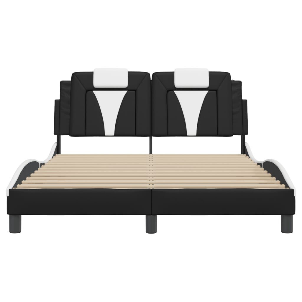 vidaXL Bed Frame without Mattress Black and White 137x187 cm Double Faux Leather