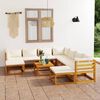 vidaXL 11 Piece Garden Lounge Set with Cushion Cream Solid Acacia Wood