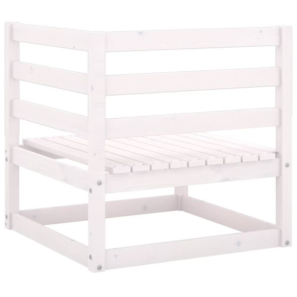 vidaXL Garden 2-Seater Sofa with Cushions White Solid Pinewood