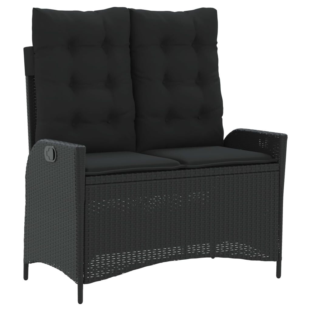 vidaXL 2 Piece Garden Dining Set with Cushions Black Poly Rattan