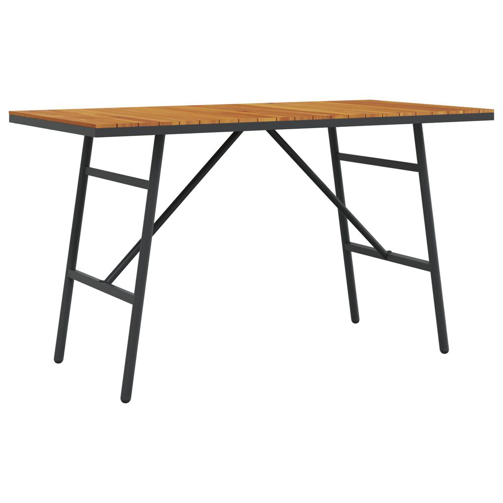 vidaXL Dining Table - Black, 110x55x62 cm, Made from Solid Acacia Wood