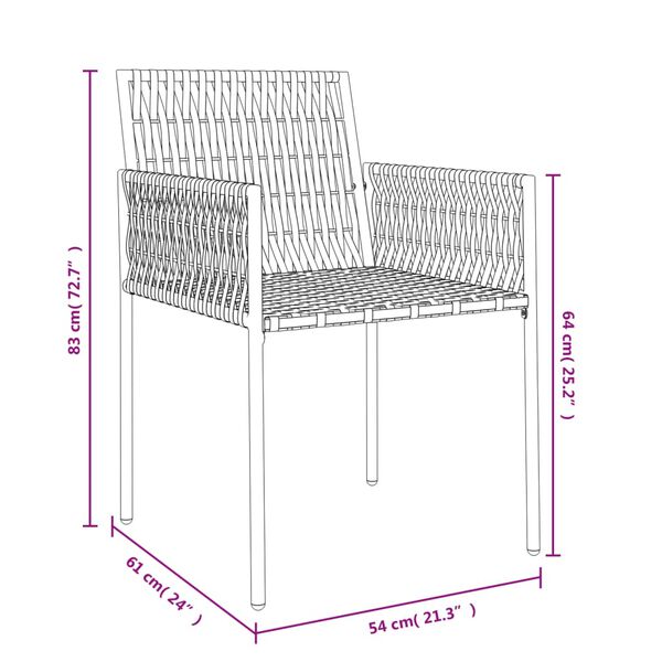 vidaXL Garden Chairs with Cushions 2 pcs Brown 54x61x83 cm Poly Rattan