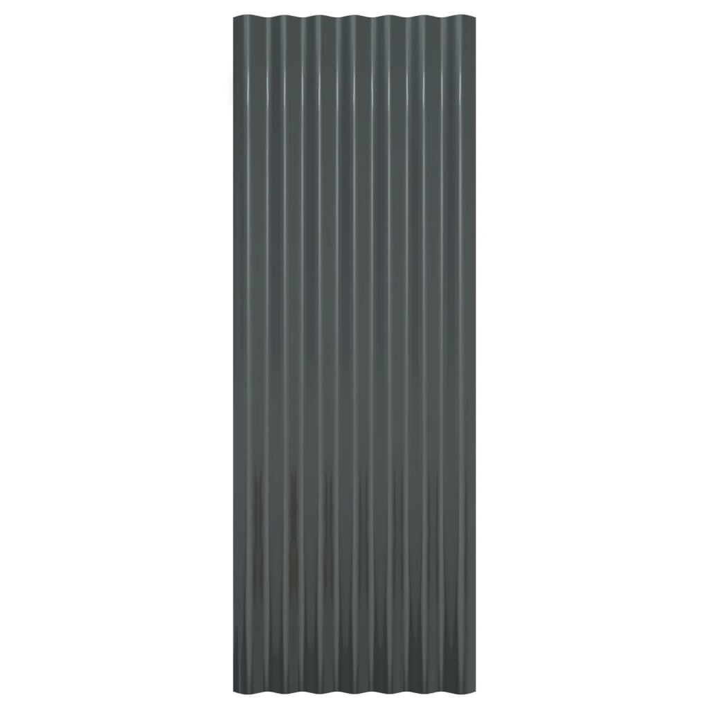 vidaXL Roof Panels 12 pcs Powder-coated Steel Anthracite 100x36 cm