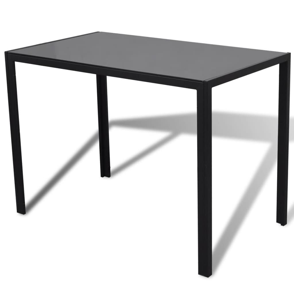 vidaXL Five Piece Dining Table and Chair Set Black and White
