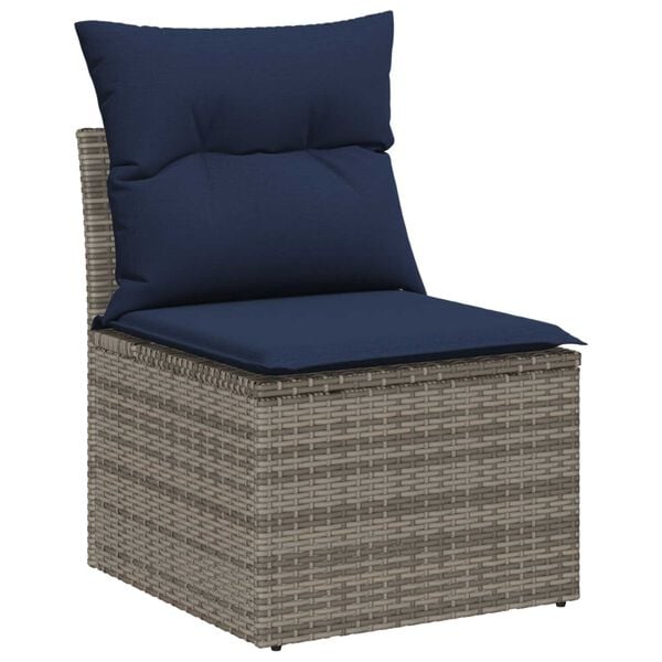 vidaXL 5 Piece Garden Sofa Set with Cushions Grey Poly Rattan Acacia