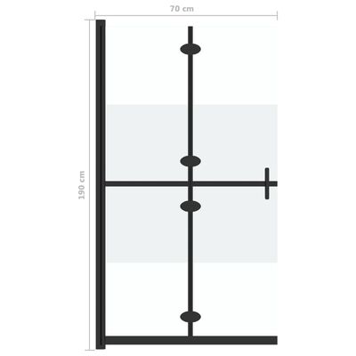 vidaXL Foldable Walk-in Shower Wall Half Frosted ESG Glass 70x190 cm