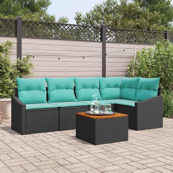 vidaXL Garden Sofa Set 6 pcs Black and turquoise