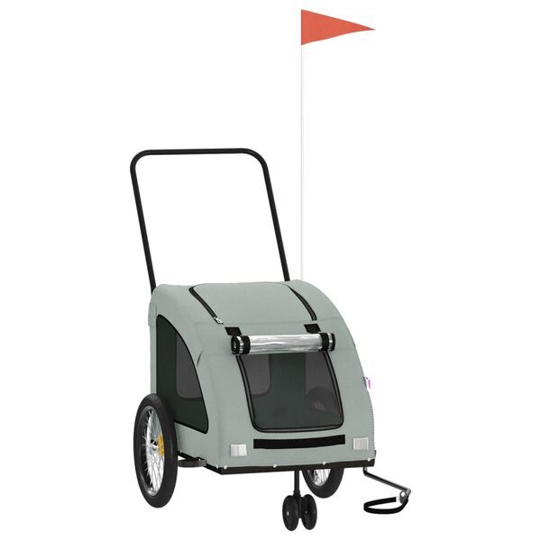 vidaXL Pet Bike Trailer Grey Oxford Fabric and Iron
