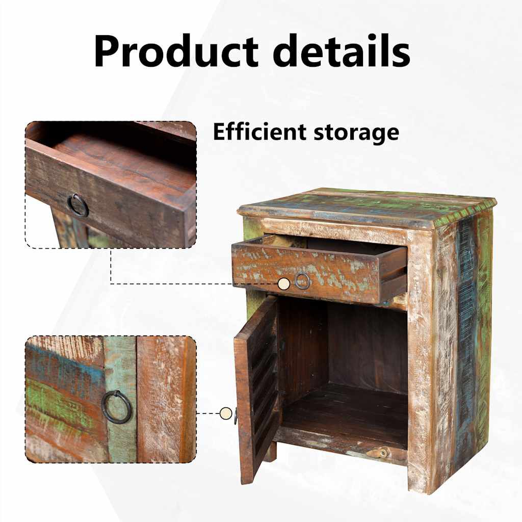 vidaXL End Table with 1 Drawer 1 Door Reclaimed Wood