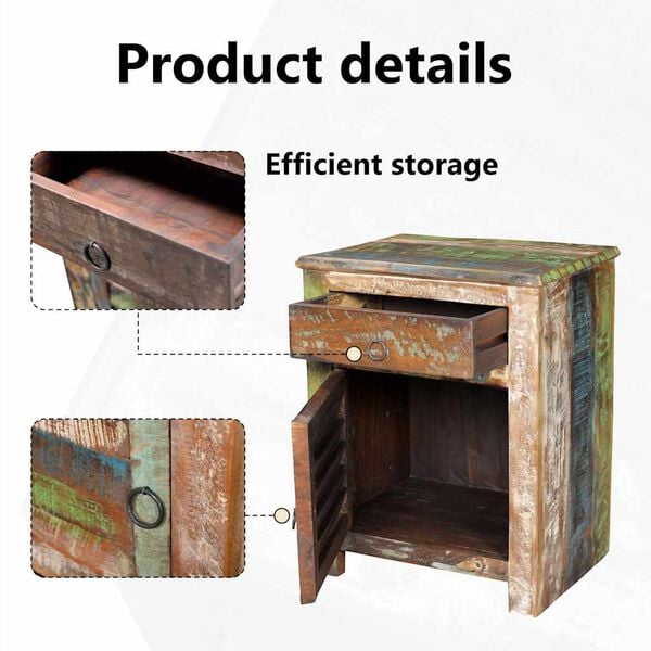 vidaXL End Table with 1 Drawer 1 Door Reclaimed Wood
