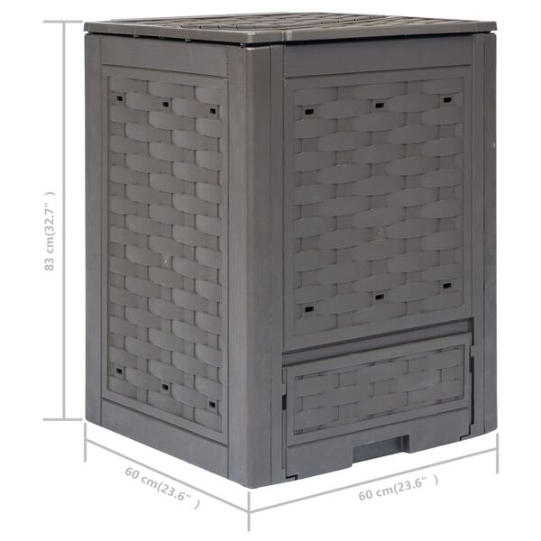 vidaXL Garden Composters 3 pcs Brown 60x60x83 cm 900 L Plastic Rattan