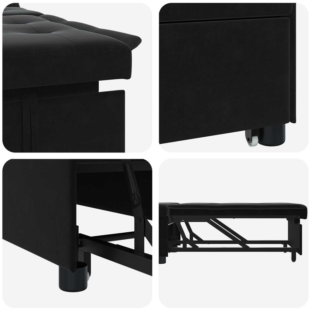 vidaXL Sofa Bed 3-in-1 Pull-Out Black Velvet