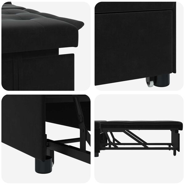 vidaXL Sofa Bed 3-in-1 Pull-Out Black Velvet
