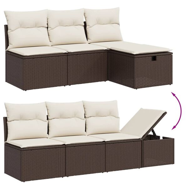 vidaXL 9 Piece Garden Sofa Set with Cushions Brown Poly Rattan