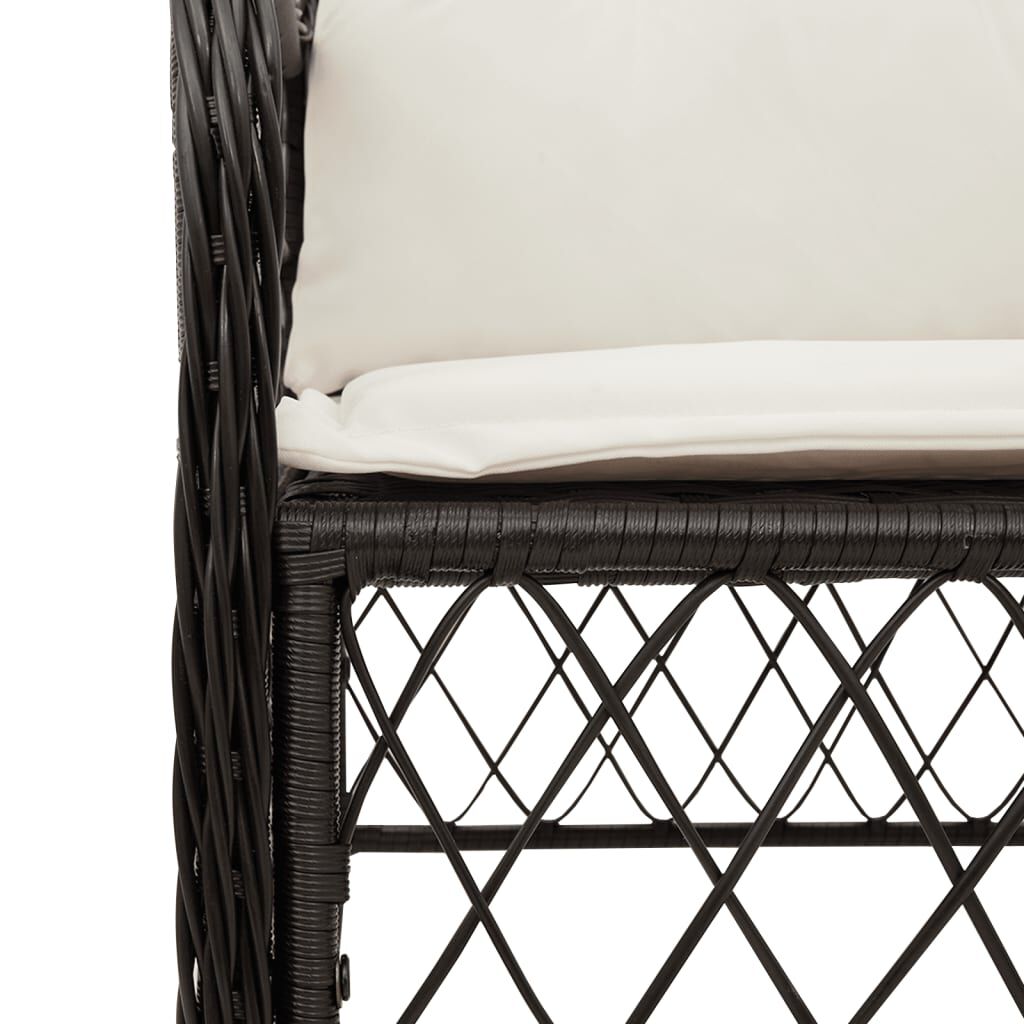 vidaXL Garden Chairs with Cushions 2 pcs Black Poly Rattan