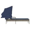 vidaXL Sun Lounger with Canopy Grey Poly Rattan
