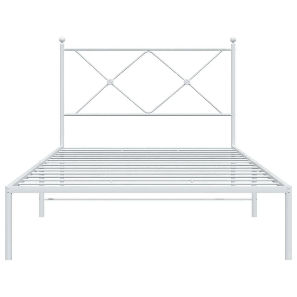 vidaXL Metal Bed Frame without Mattress with Headboard White 100x200cm
