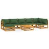 vidaXL 8 Piece Garden Lounge Set with Green Cushions Solid Wood