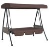 vidaXL Garden Swing Bench with Adjustable Canopy Coffee Brown Steel