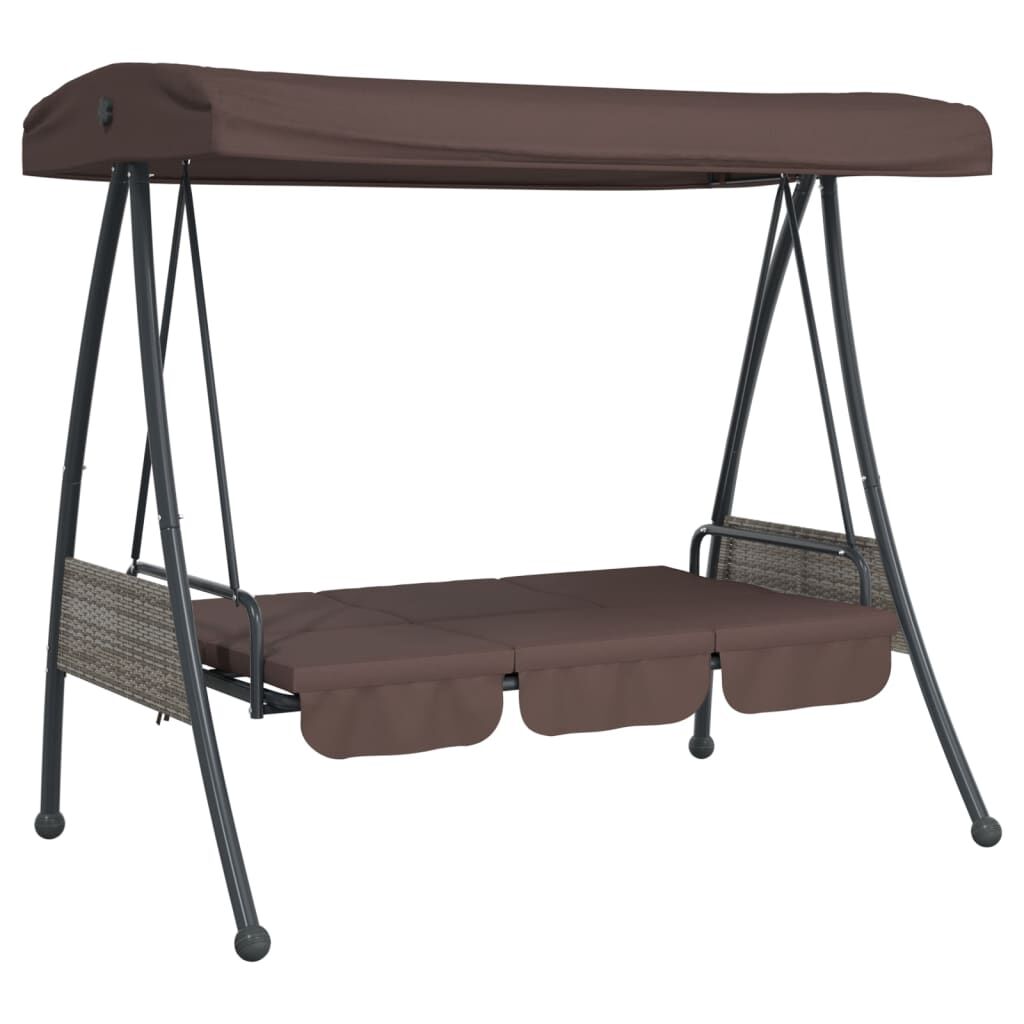 vidaXL Garden Swing Bench with Adjustable Canopy Coffee Brown Steel