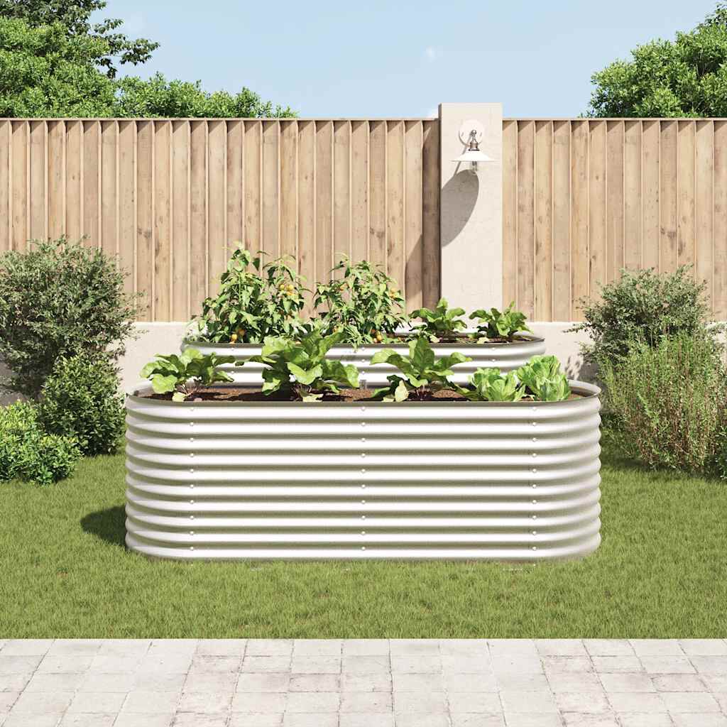 vidaXL Garden Raised Bed 240x80x81 cm Galvanised Steel Silver