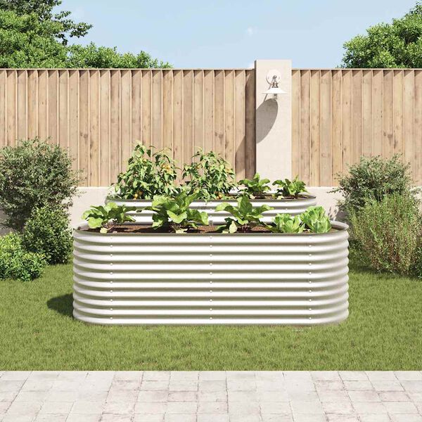 vidaXL Garden Raised Bed 240x80x81 cm Galvanised Steel Silver