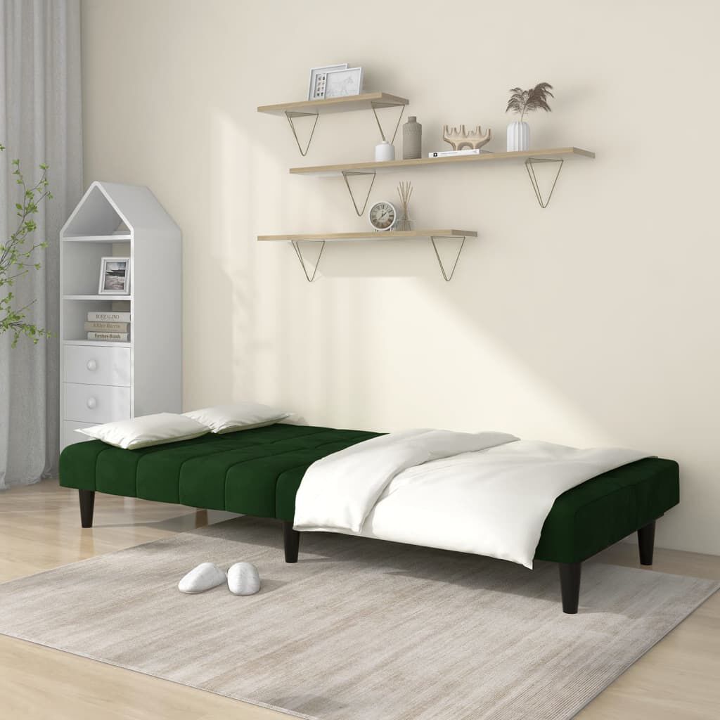 vidaXL 2-Seater Sofa Bed Dark Green Velvet