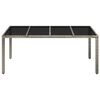 vidaXL Garden Table with Glass Top Grey 190x90x75 cm Poly Rattan