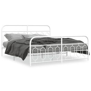 vidaXL Metal Bed Frame without Mattress with Footboard White 193x203cm