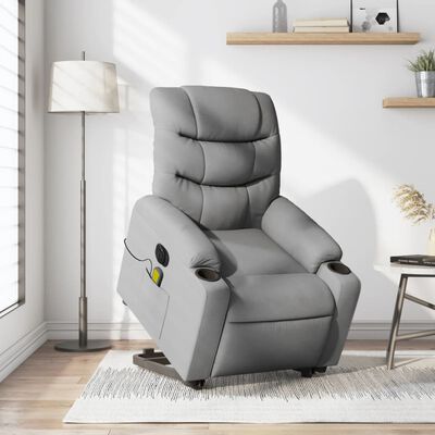 vidaXL Electric Stand up Massage Recliner Chair Light Grey Fabric