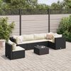 vidaXL 7 Piece Garden Lounge Set with Cushions Black Poly Rattan