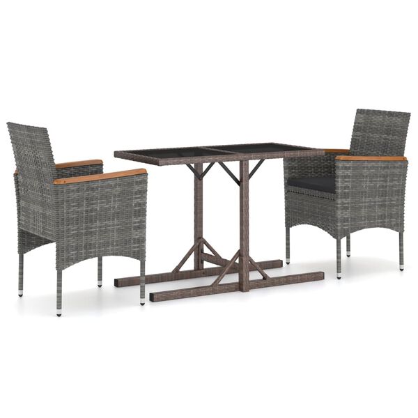 vidaXL 3 Piece Garden Dining Set Grey