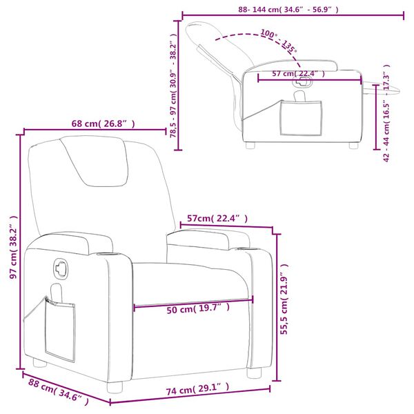 vidaXL Massage Recliner Chair Dark Grey Fabric