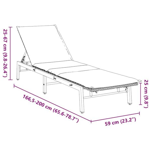 vidaXL Sun Lounger with Cushion Brown Poly Rattan