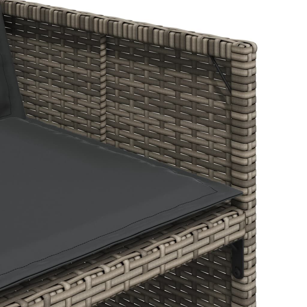 vidaXL 5 Piece Garden Dining Set with Cushions Grey Poly Rattan
