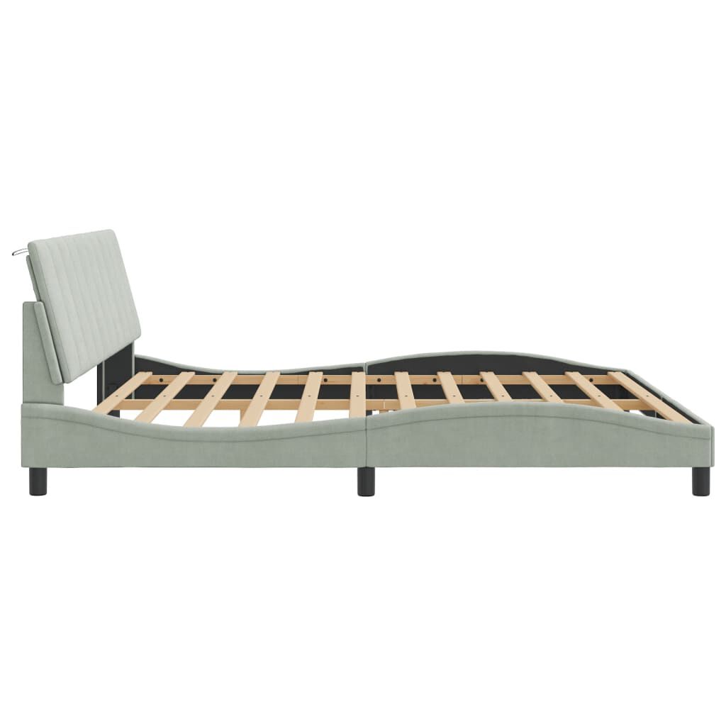 vidaXL Bed Frame without Mattress Light Grey 193x203 cm Velvet